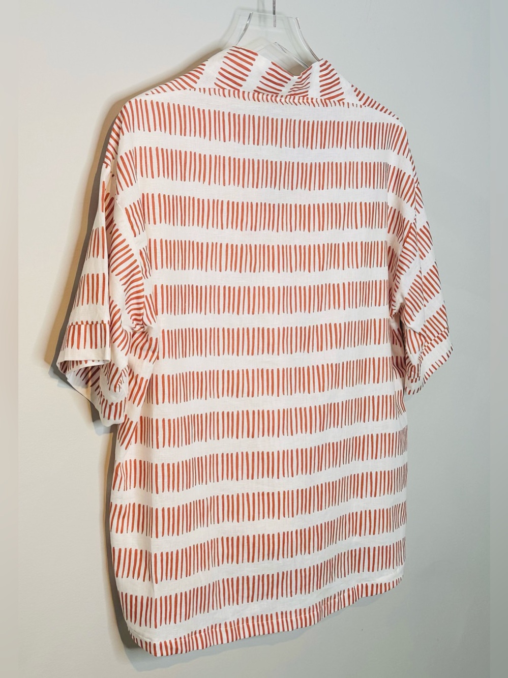 Brooke Wright Burnt Orange White Stripe V-Neck Tunic Top Shirt Blouse - Picture 6 of 10